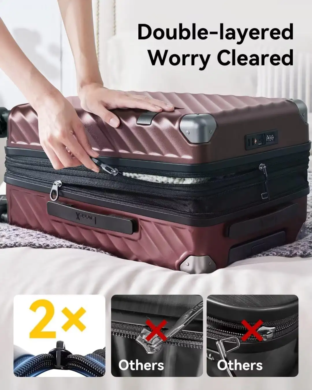 LUGGEX Luggage with Spinner Wheels - Polycarbonate Expandable Hard Shell Suitcase, Carry-On 20-Inch, Black - 71ikrNIiGyL._AC_SL1350_
